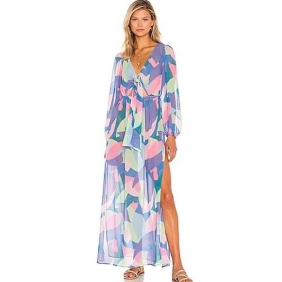 Beach Riot Dresses & Skirts - NWT Beach Riot Shiloh Printed Long Sleeve Swimsuit Coverup Maxi Dress
